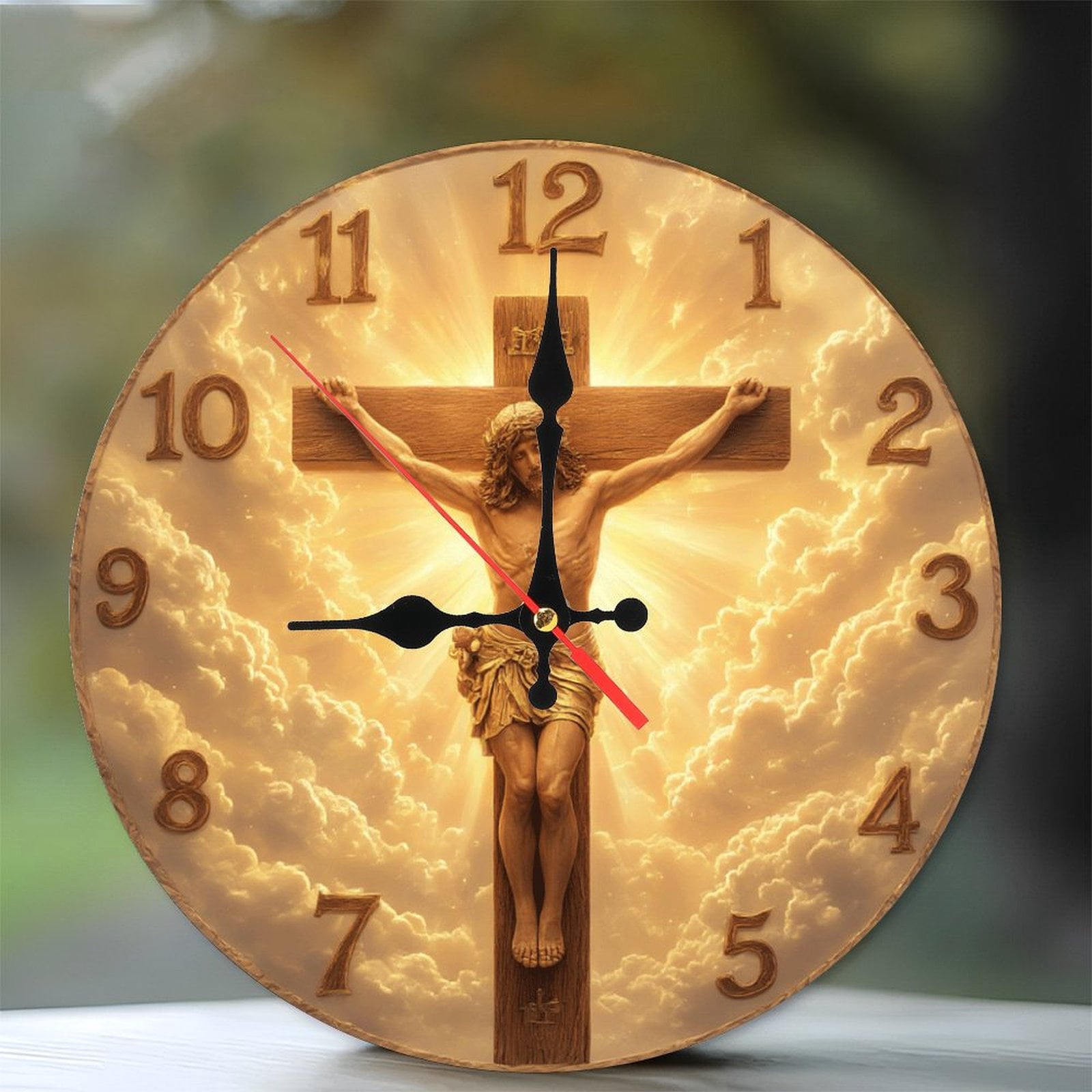 Jesus Christ Crucifixion Wall Clock Religious Home Decor 10-Inch Silent ...