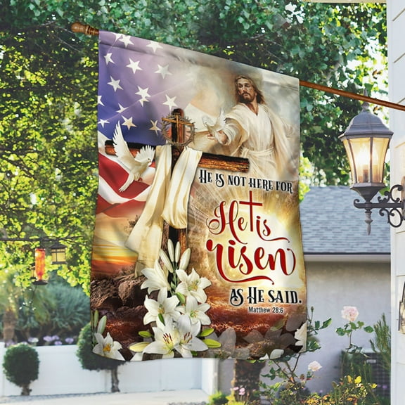 Jesus Christ Easter Day Flag He Is Not Here For He Is Risen LHA2010F - Garden Flag (11.5" x 17.5")