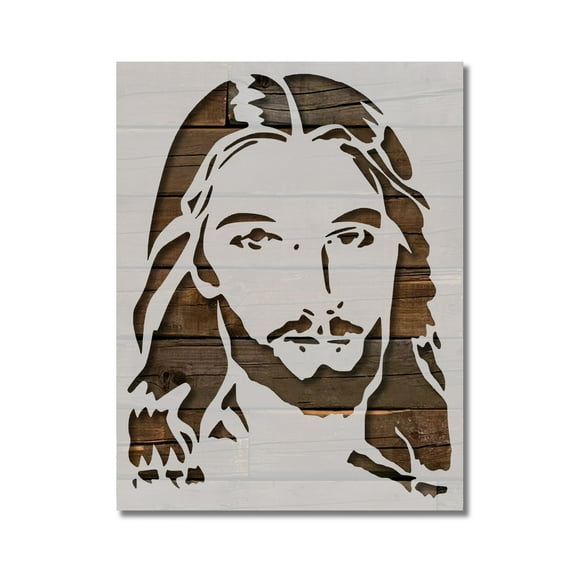 Jesus Christ Face Christmas Stencil Template Reusable 8.5 x 11 for Painting on Walls, Wood, Etc. By Stencilville