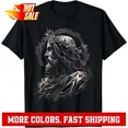 thumbnail image 1 of Jesus Christ Face Holy Savior Blessed Spiritual Faith Christian Unisex T-shirt, 1 of 2