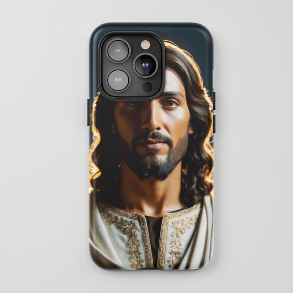 Jesus Christ For All iPhone Series Protective Phone Case Christian Religious Art Dark Blue Multi-color