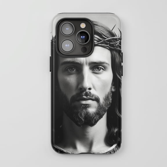 Jesus Christ For All iPhone Series Protective Phone Case Religious Art Black and White