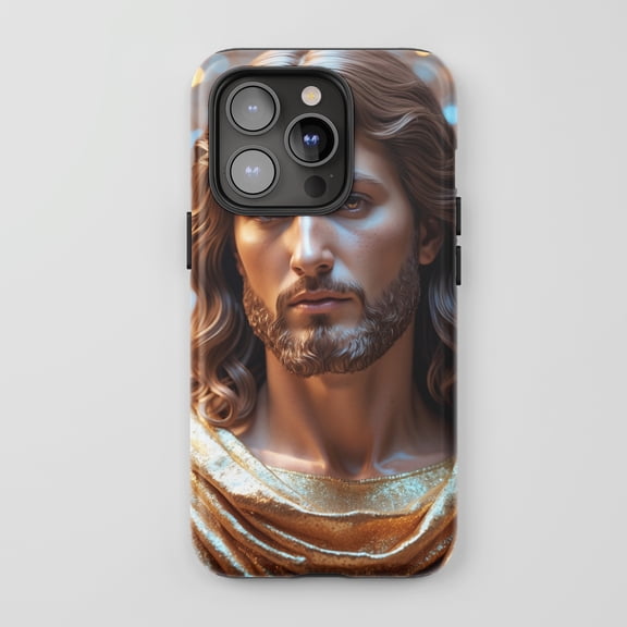 Jesus Christ For All iPhone Series Protective Phone Case Religious Art Gold Finish