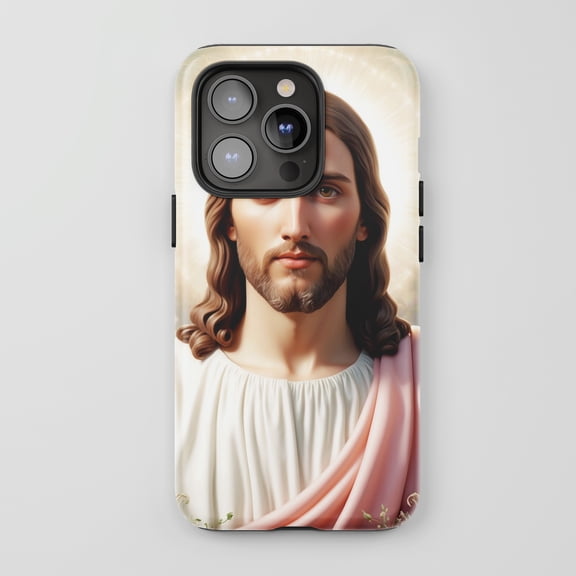 Jesus Christ For All iPhone Series Protective Phone Case Religious Art White Divine Gold