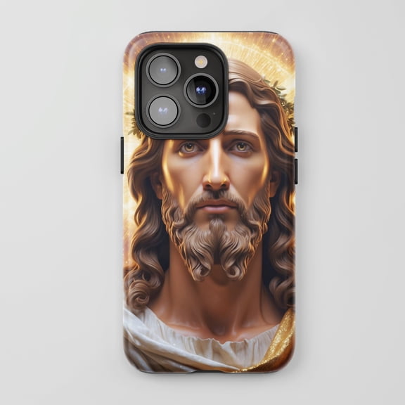 Jesus Christ For All iPhone Series Protective Phone Case Spiritual Religious Art Golden Radiant Finish