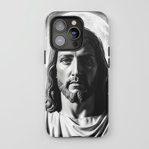 Jesus Christ For All iPhone Series Tough Phone Case Religious Art Black White
