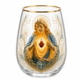 thumbnail image 1 of Jesus Christ Glass Tea Cup, 14 oz Clear Jesus Pattern Glass Cup, Elegant Gold Rimmed Glassware Decorative Tumbler Gift for Women Mom Wife, 1 of 5