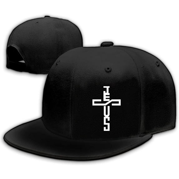 Jesus Christ Hats Mens Snapback Flat Bill Brim Hats for Men Snap Backpack Dad Life Jesus Christian Crosses Baseball Cap