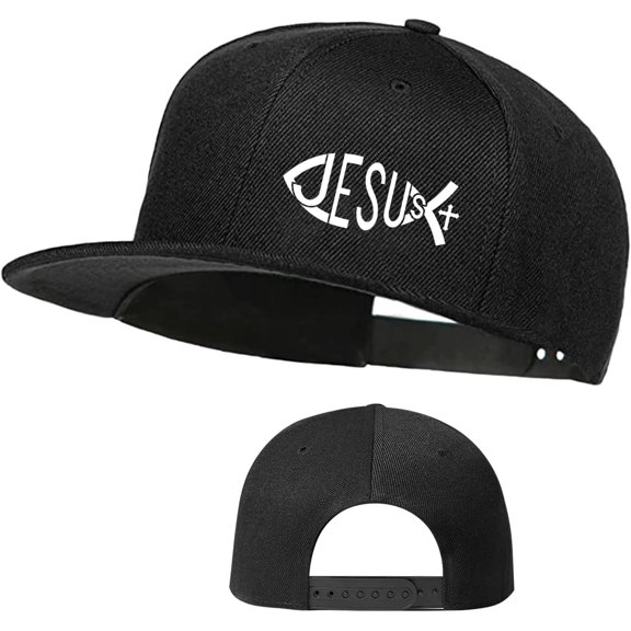 Jesus Christ Hats Mens Snapback Flat Bill Brim Hats for Men Snap Backpack Dad Life Jesus Christian Crosses Baseball Cap