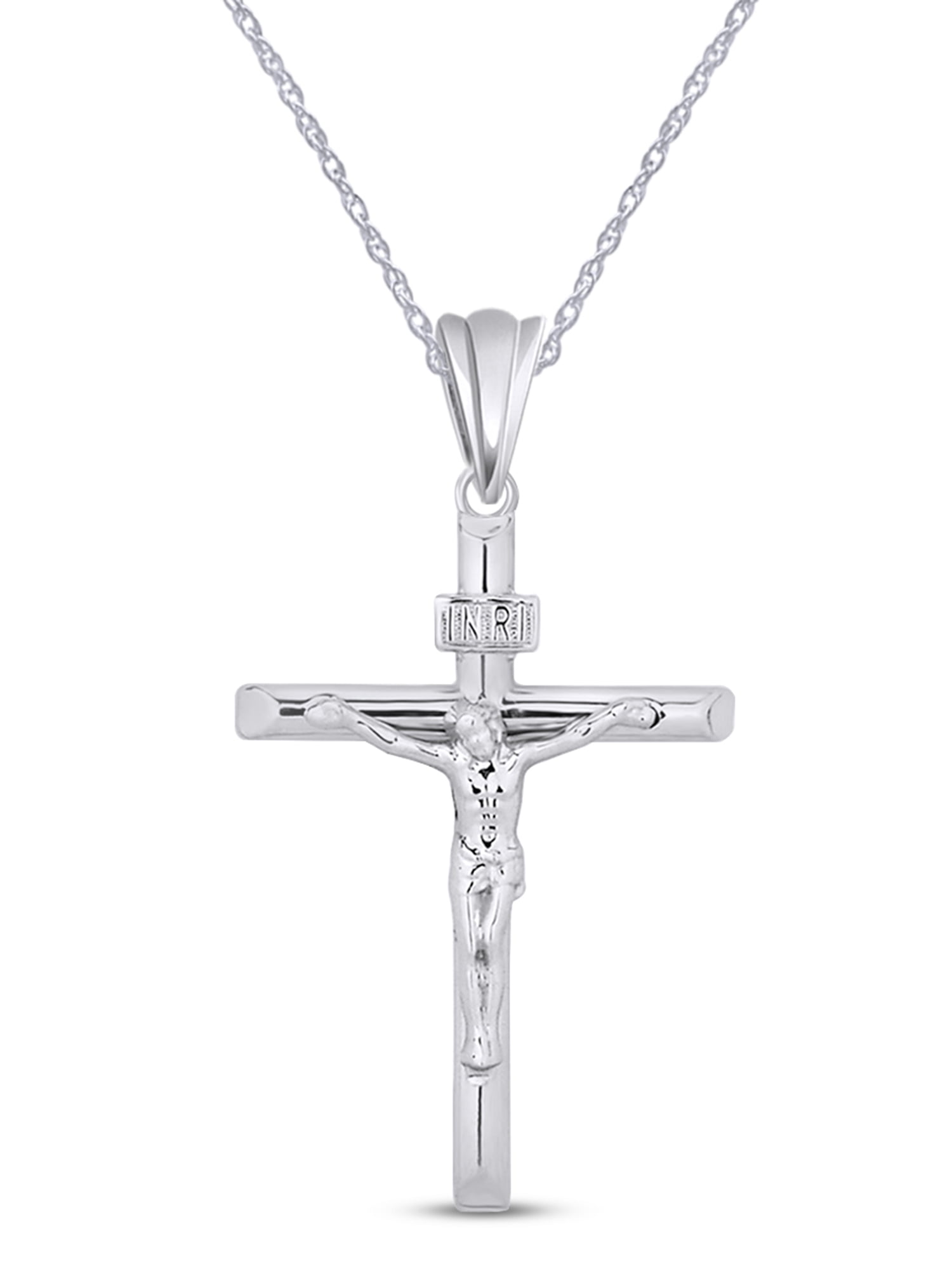 Jesus Christ INRI Crucifix Cross Pendant Necklace In 14K Gold Plated ...