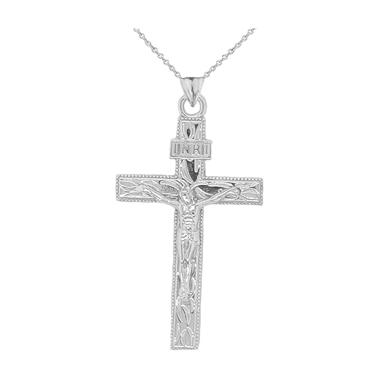 Jesus Christ INRI Crucifix Cross Pendant Necklace in Sterling Silver — free download