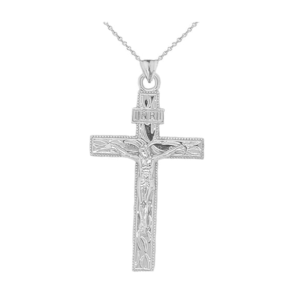 Jesus Christ INRI Crucifix Cross Pendant Necklace in Sterling Silver ...
