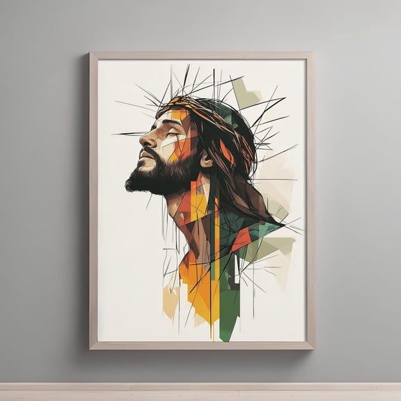 Jesus Christ Icon Devotional Portrait Modern Christian Art Print Bible Inspired Religious Home Decor Prayer Room Unframed Paper Print