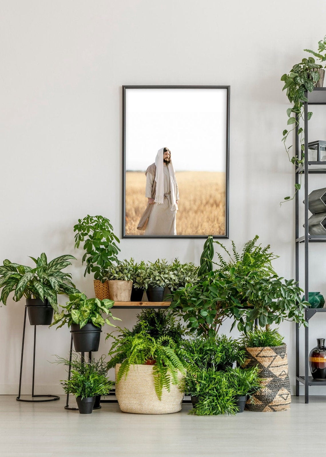 Jesus Christ In Field Modern Christian Vertical Color Print Unframed