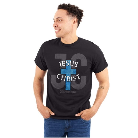 Jesus Christ JC Cross Christian Plus Size Crewneck Graphic Tee Shirt Brisco Brands 3X