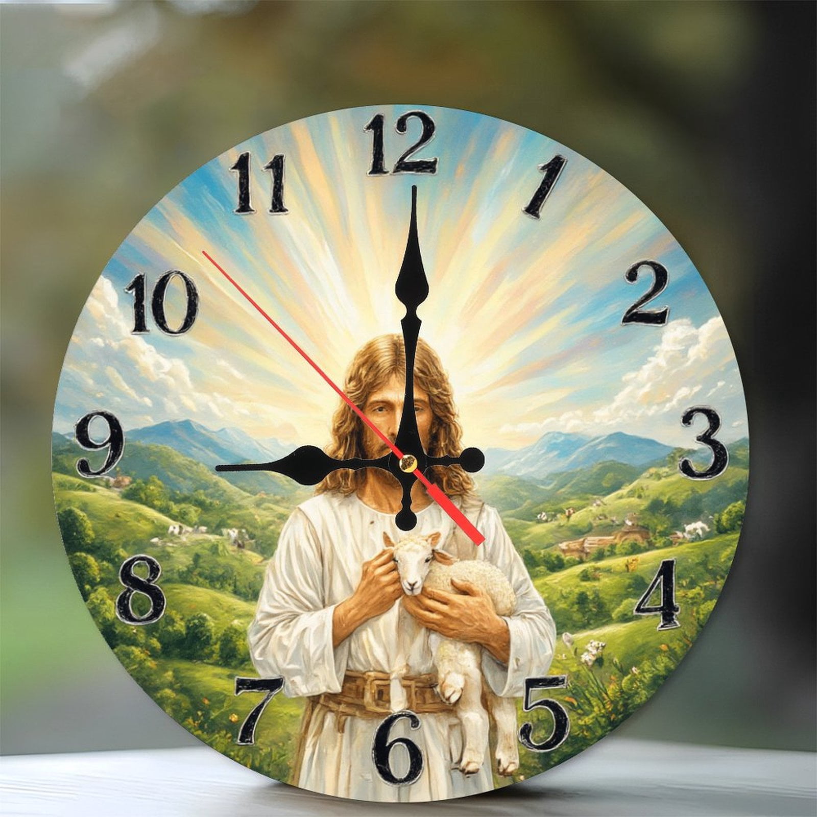 Jesus Christ Lamb Wall Clock Religious Gift Home Decor 10-Inch Silent ...