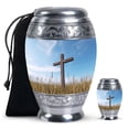 thumbnail image 1 of Jesus Christ Large Cremation Urns For Human Ashes Adult Mom And Dad - Cremains Tiny Urn For Ashes Adult Women - Decorative Gifts For Burial Combo 10Inch 200Lbs And 3Inch Keepsake, 1 of 5