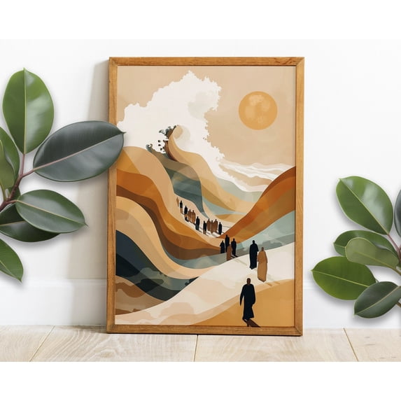 Jesus Christ Leaves The 99 Poster Lost Sheep Parable Horizontal Artwork, Unframed Paper Poster 24x36in