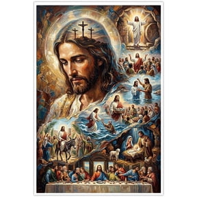 Jesus Christ Life Story Canvas Wall Art Biblical Scenes Posters Christian Religious Pictures Nativity Last Supper for Living Room Home Decor Inspirational Faith