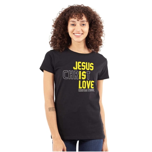 Jesus Christ Love Christian Faith Womens Slim Fit Graphic Tee Brisco Brands S