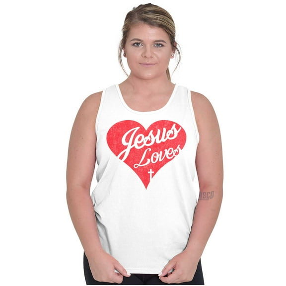 Jesus Christ Love Christian God Cross Womens Plus Size Graphic Tank Top Brisco Brands 2X