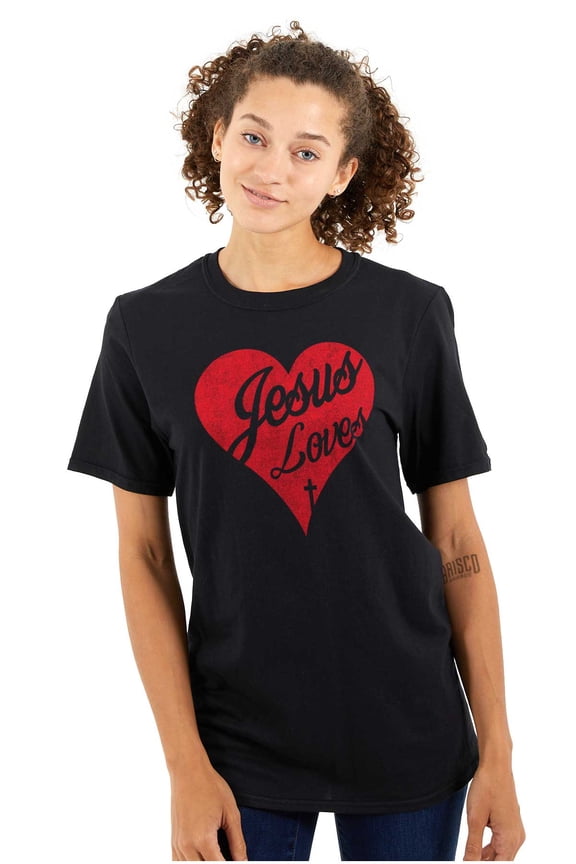 Jesus Christ Love Christian God Cross Women's Graphic T Shirt Tees Brisco Brands L