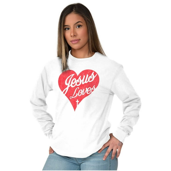 Jesus Christ Love Christian God Cross Women's Long Sleeve T Shirt Brisco Brands S
