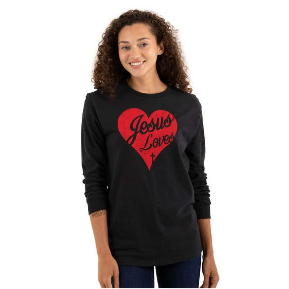 Jesus Christ Love Christian God Cross Women's Long Sleeve T Shirt Brisco Brands S