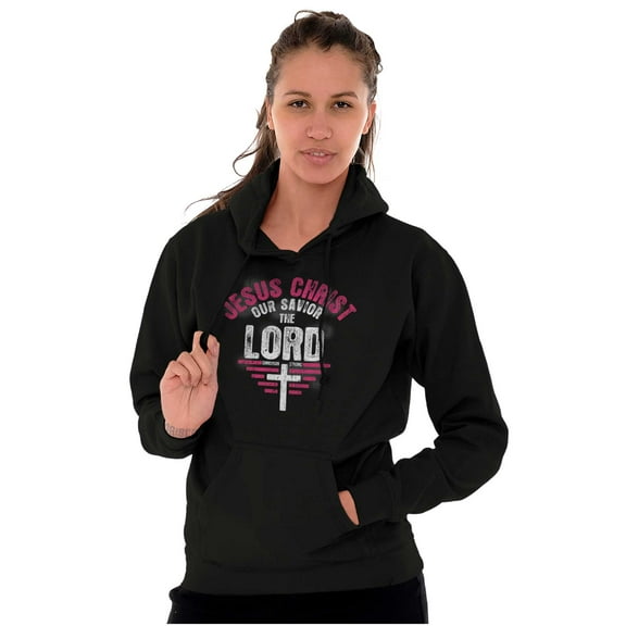 Jesus Christ Our Savior Christian Women Plus Size Graphic Pullover Hoodie Brisco Brands 2X