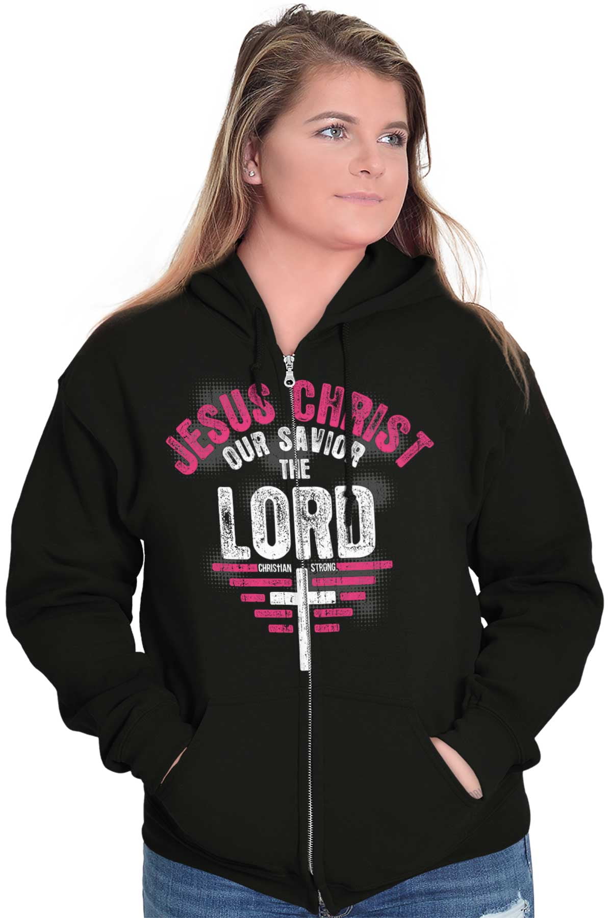 Jesus Christ Our Savior Christian Zip Hoodie Sweatshirt Women