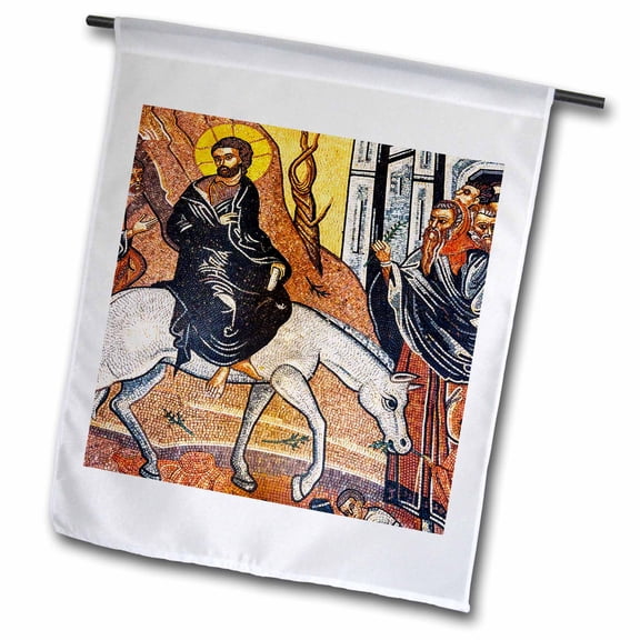 3dRose, Jesus Christ Palm Sunday Mosaic Saint Georges Church, Madaba, Jordan., 12 x 18 inch Garden Flag