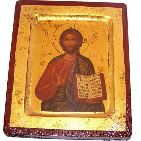 Jesus Christ Pantocrator Icon with sheets of Gold (Lithography)