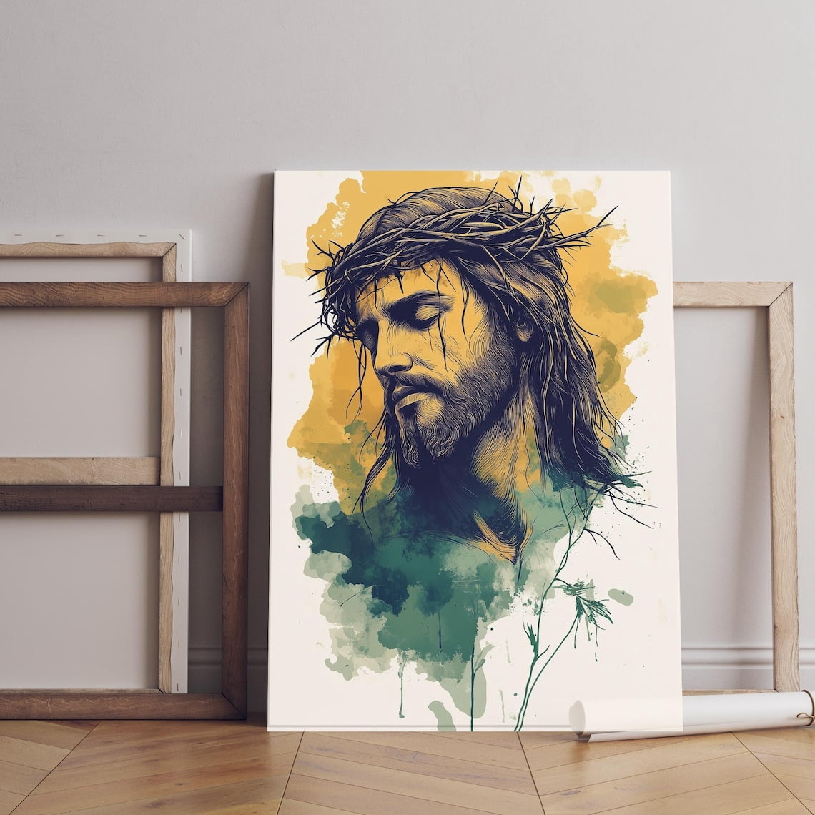 Jesus Christ Portrait Christian Wall Art Biblical Artwork Sacred ...