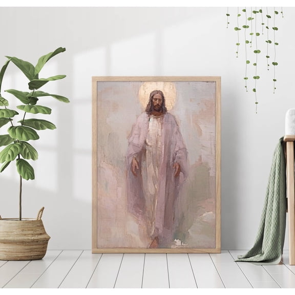 Jesus Christ Portrait Holy Painting God Peace Wall Art Gift Trendy Living Room Home Decor Framed Christian Nursery Decor