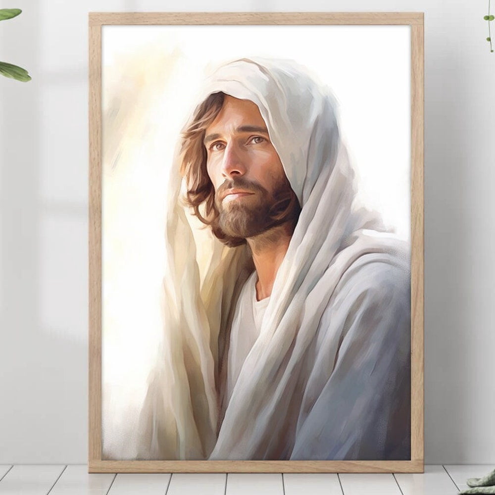 Jesus Christ Portrait Holy Painting Poster God Peace Print Wall Art ...