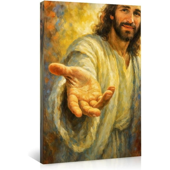 Jesus Christ Reaching Hand Canvas Wall Art - Religious Christian Painting Print for Home Decor - Inspirational Art Print for Living Room,Bedroom,and Church Wall Decorations