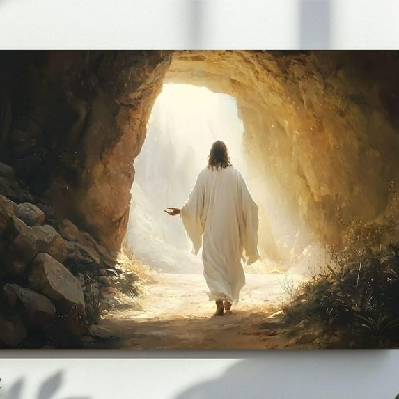 Jesus Christ Resurrected Wall Art, Easter Painting, Jesus Christ Leaving The Tomb Print, Jesus Alive, Christian, Ressurection UNFRAMED PAPER POSTER, Home Decor, Vintage Gift, Living Room Dercor