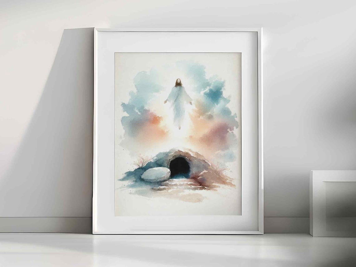 Jesus Christ Resurrection Art Abstract Christian Decor, Unframed Canvas ...
