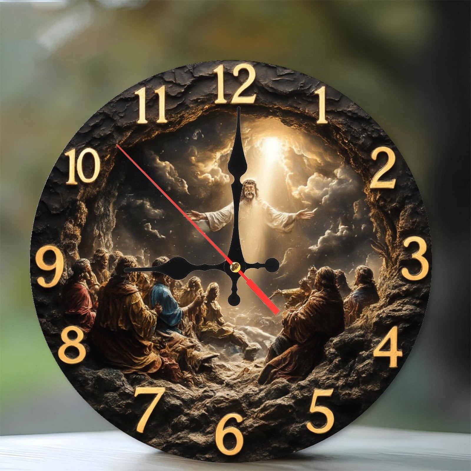 Jesus Christ Resurrection Wall Clock Religious Art Home Decor 10-Inch ...