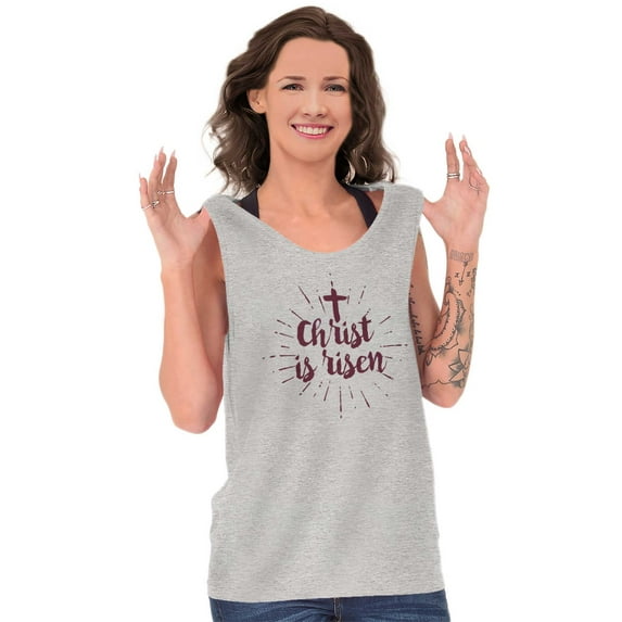 Jesus Christ Risen Easter Believe God Tank Top Tee Shirt Women Brisco Brands X