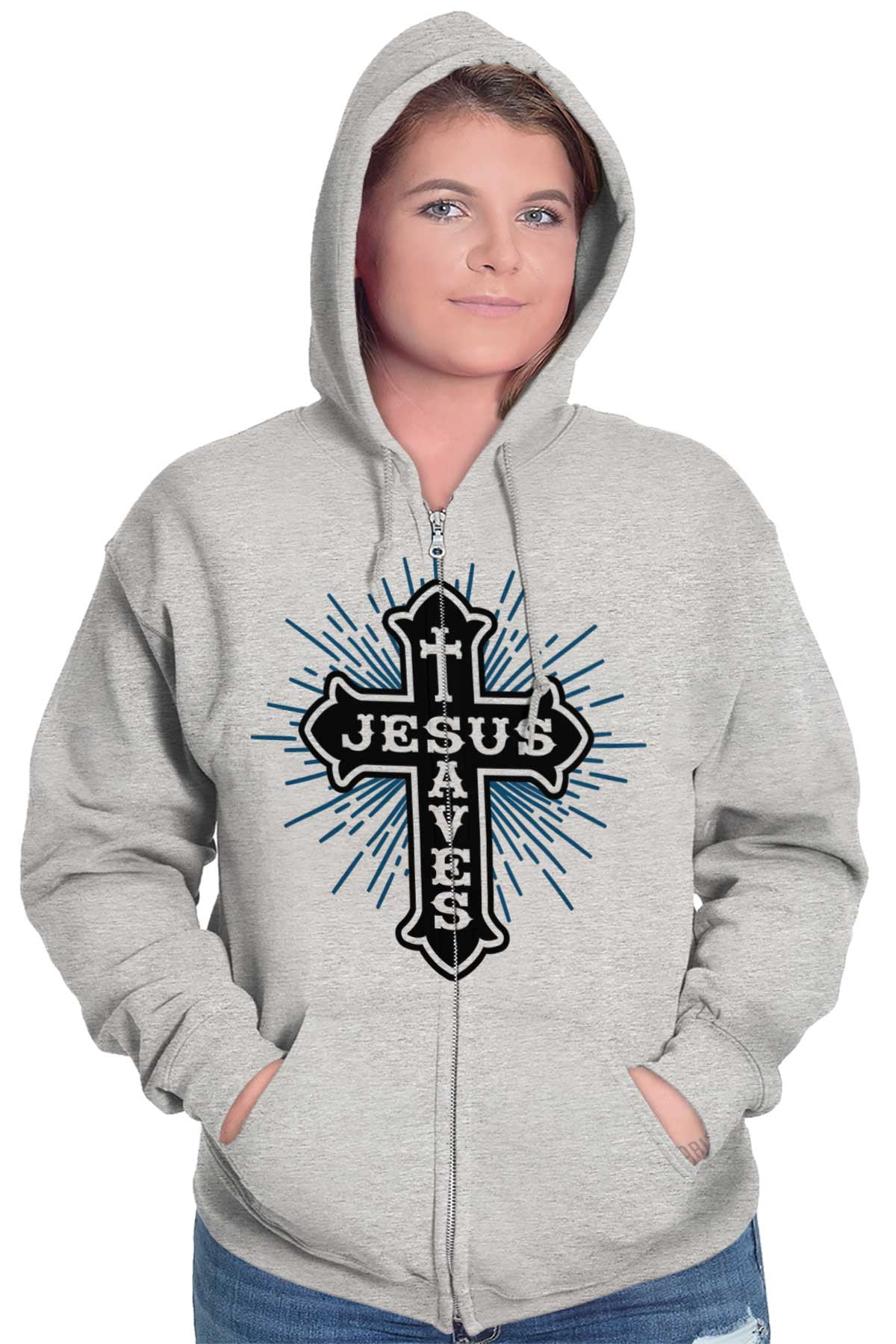 Jesus Christ Saves Christian Love Zip Up Hoodie Men's Women's Brisco ...