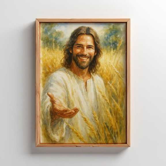 Jesus Christ Smiling Picture Happy Jesus Christian Art, Unframed Paper Poster 8x10in