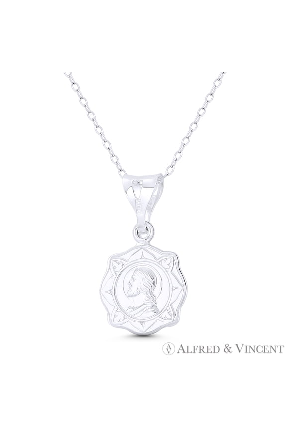 Jesus Christ, Son of God, 26x15mm (1x0.6in) Button Pendant in .925 Sterling Silver