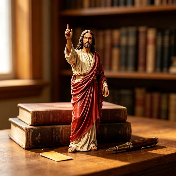 Jesus Christ Statue with Open Arms,Hand Painted Jesus Christ Figurine in Red Robe, Realistic Christian Religious Resin Home Decor,for Home Office Decor Gifts