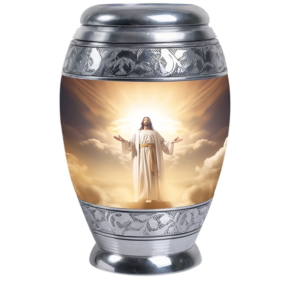 Jesus Christ With Sun Memorial Urns And Keepsakes For Ashes - Adult Urns For Human Ashes Women - Urns For Adult Male Dad - Small Urns For Human Ashes Dad - Decorative Urns (Size - 3inch, Pcs1)