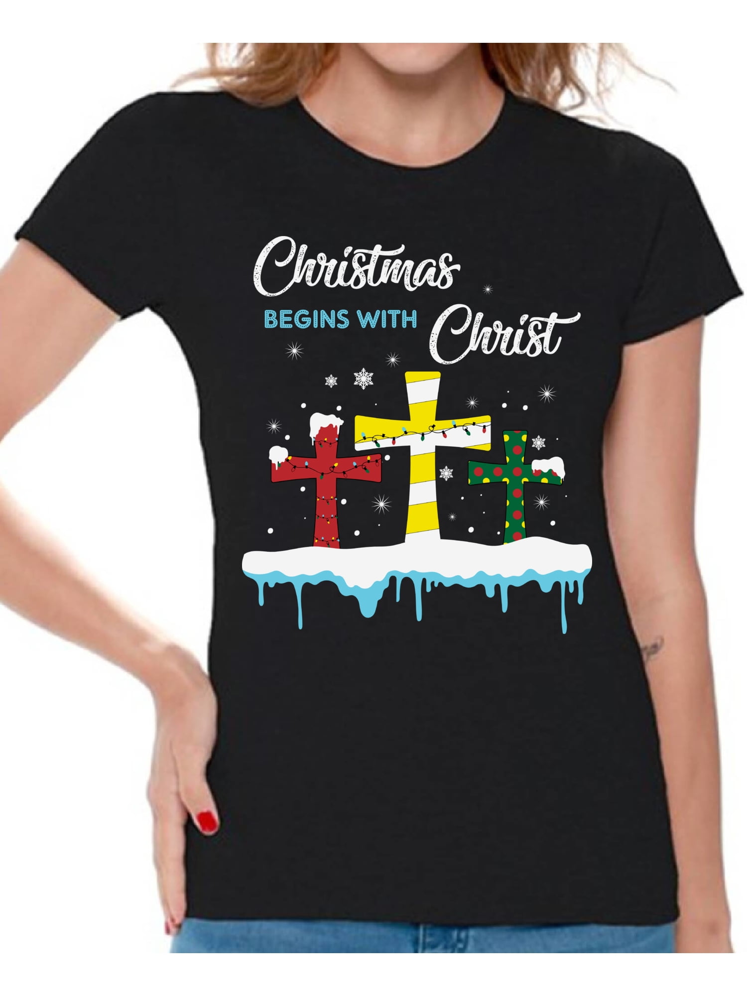 Womens Christmas Begins With Christ Xmas Gifts T-Shirt Womens Christmas Begins With Christ Xmas Gifts T-Shirt