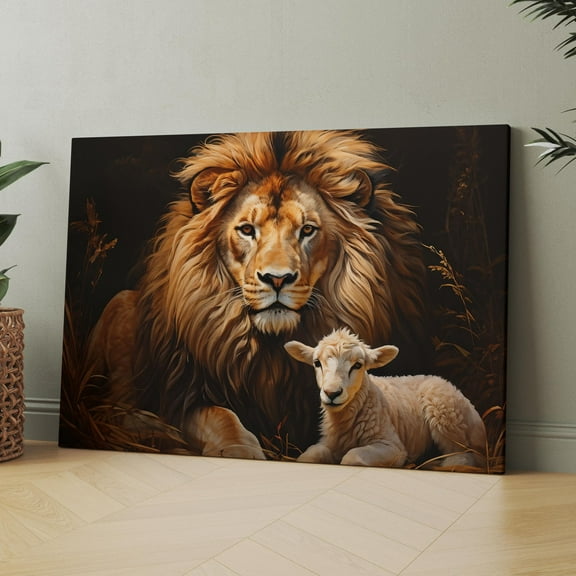 Jesus Christ The Lion And The Lamb Christian BIble Canvas Wall Art Print