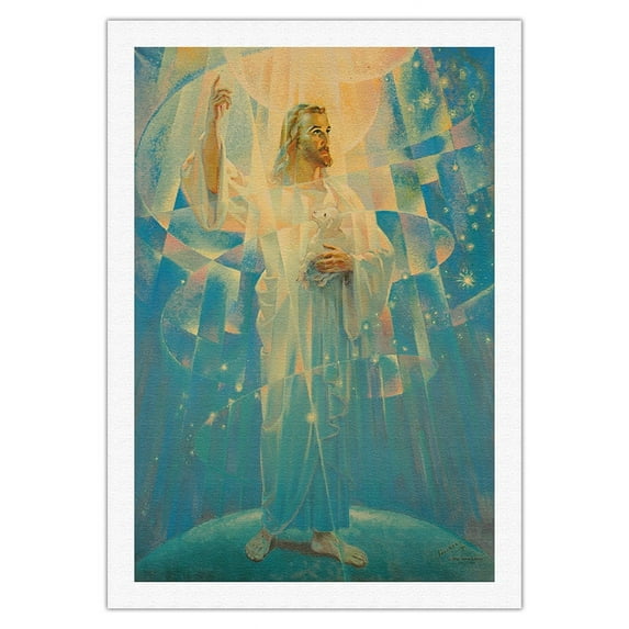 Jesus Christ - Thine is the Power - Vintage Religious Art by Warner Sallman c. 1957 - Fine Art Rolled Canvas Print 27in x 40in