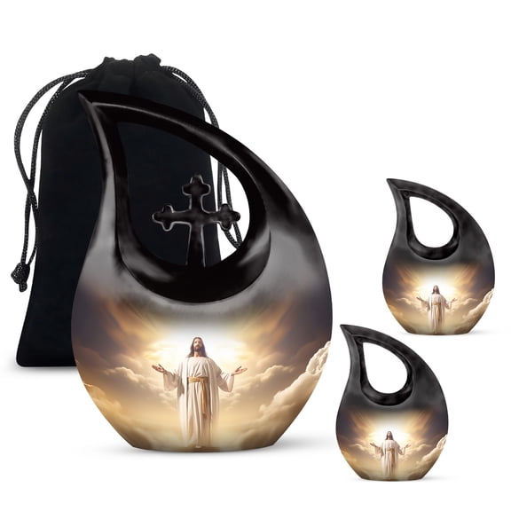 Jesus Christ Urn - Cremation Keepsakes For Ashes - Urn For Ashes For Women - Urn Keepsakes For Ashes - Mini Urns For Human Ashes - Urn For Ashes For Women - Combo 1 Large & 2 Keepsake