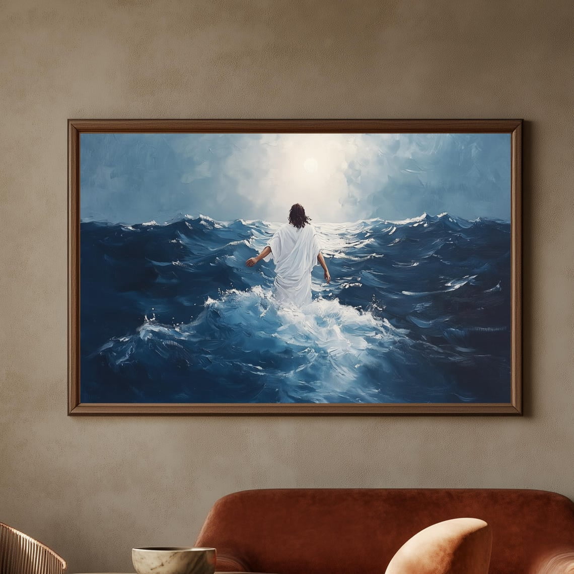 Jesus Christ Walking On Water Art Christian Bible Verse Wall Decor ...